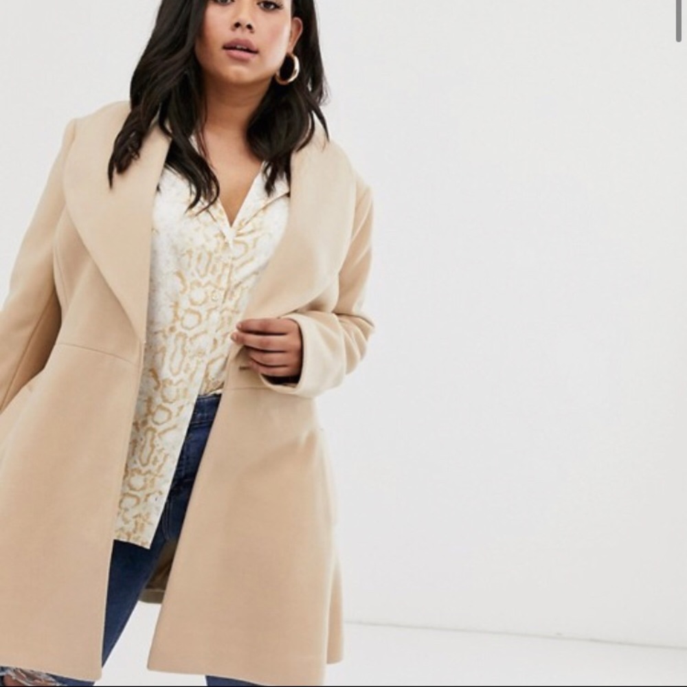 Camel coloured coat with tie belt size 18